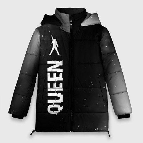 Женская зимняя куртка 3D с принтом Queen glitch на темном фоне: по-вертикали, вид спереди #2