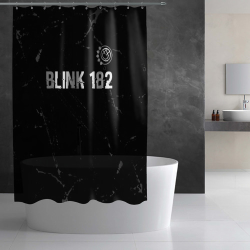 Штора 3D для ванной Blink 182 glitch на темном фоне: символ сверху - фото 2