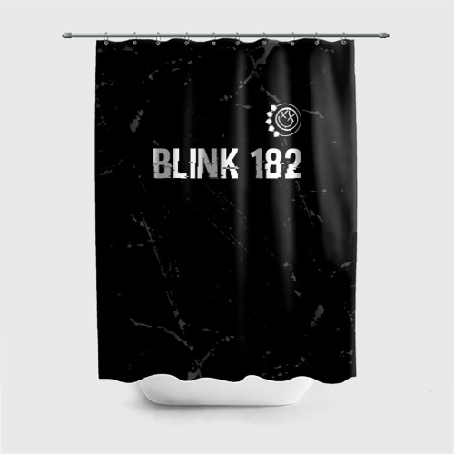 Штора 3D для ванной Blink 182 glitch на темном фоне: символ сверху