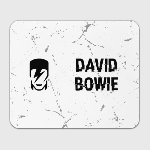 Прямоугольный коврик для мышки David Bowie glitch на светлом фоне: надпись и символ