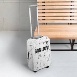 Чехол для чемодана 3D Bon Jovi glitch на светлом фоне: символ сверху - фото 2