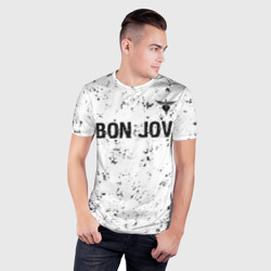 Мужская футболка 3D Slim Bon Jovi glitch на светлом фоне: символ сверху - фото 2