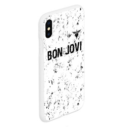 Чехол для iPhone XS Max матовый Bon Jovi glitch на светлом фоне: символ сверху - фото 2