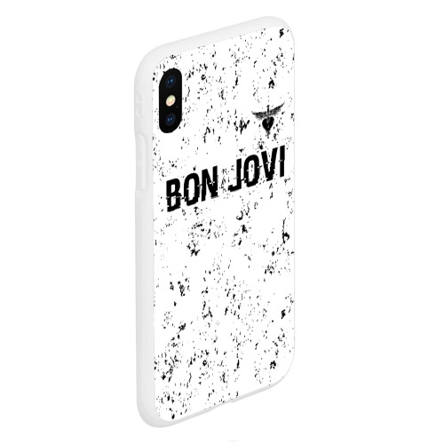 Чехол для iPhone XS Max матовый Bon Jovi glitch на светлом фоне: символ сверху - фото 3