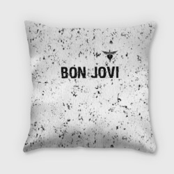 Подушка 3D Bon Jovi glitch на светлом фоне: символ сверху