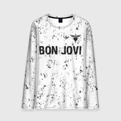 Мужской лонгслив 3D Bon Jovi glitch на светлом фоне: символ сверху