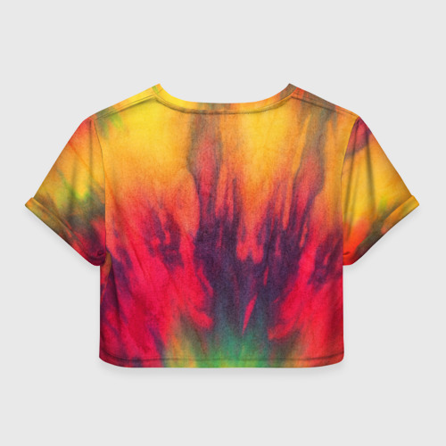 Женская футболка Crop-top 3D Огненный тай дай, цвет 3D печать - фото 2