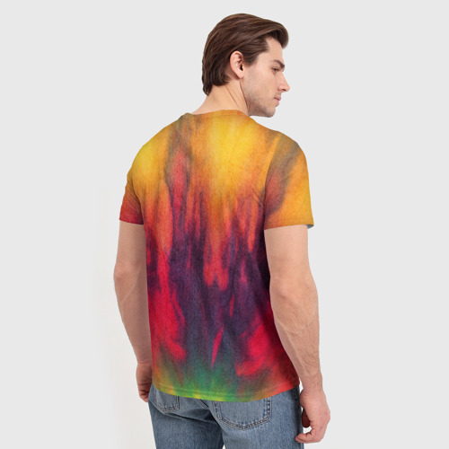 Мужская футболка 3D с принтом Огненный тай дай, вид сзади #2