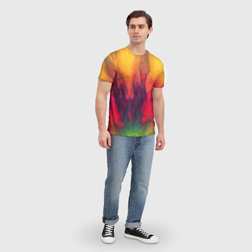 Мужская футболка 3D с принтом Огненный тай дай, вид сбоку #3