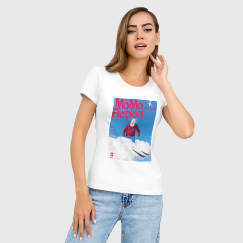 Женская футболка хлопок Slim Momo - Небесный слалом, цвет белый - фото 3