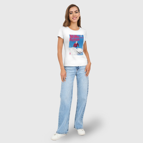 Женская футболка хлопок Slim Momo - Небесный слалом, цвет белый - фото 5