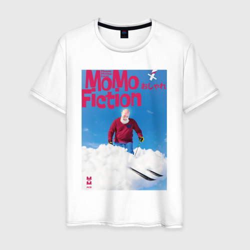 Мужская футболка из хлопка с принтом Momo - Небесный слалом, вид спереди №1