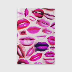Обложка для паспорта матовая кожа Много розовых губ