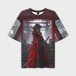 Девушка самурай и храм – Мужская футболка oversize 3D с принтом купить со скидкой в -50%