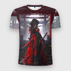 Девушка самурай и храм – Мужская футболка 3D Slim с принтом купить со скидкой в -9%