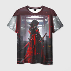 Девушка самурай и храм – Мужская футболка 3D с принтом купить со скидкой в -26%