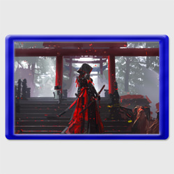 Девушка самурай и храм – Магнит 45*70 с принтом купить