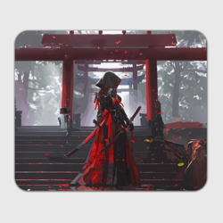 Девушка самурай и храм – Прямоугольный коврик для мышки с принтом купить