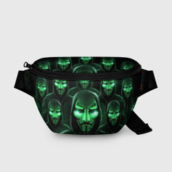 Поясная сумка 3D Анонимусы зеленые маски