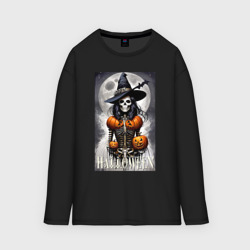 Мужской лонгслив oversize хлопок Witch - skeleton - halloween