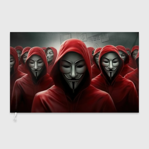 Флаг 3D Анонимусы в красных капюшонах - фото 3