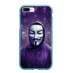 Чехол для iPhone 7Plus/8 Plus матовый Анонимус фиолетовы свет