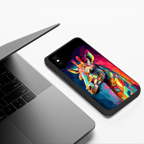 Чехол для iPhone XS Max матовый Психоделический жираф, цвет черный - фото 5