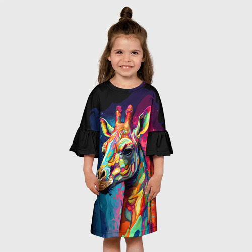 Детское платье 3D с принтом Психоделический жираф, вид сбоку #3
