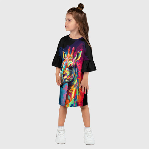 Детское платье 3D с принтом Психоделический жираф, фото на моделе #1