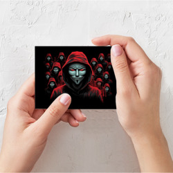 Поздравительная открытка Анонимус красный капюшон - фото 2