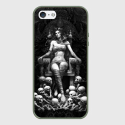 Чехол для iPhone 5/5S матовый Ведьма на троне из черепов