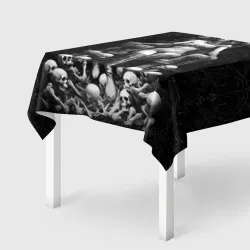 Скатерть 3D Ведьма на троне из черепов
