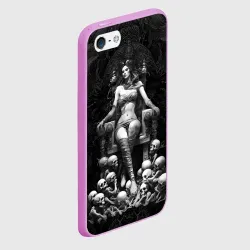 Чехол для iPhone 5/5S матовый Ведьма на троне из черепов - фото 2