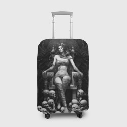 Чехол для чемодана 3D Ведьма на троне из черепов