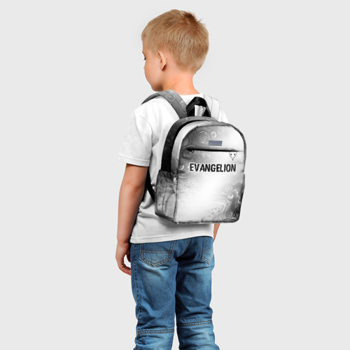 Детский рюкзак 3D с принтом Evangelion glitch на светлом фоне: символ сверху, фото на моделе #1