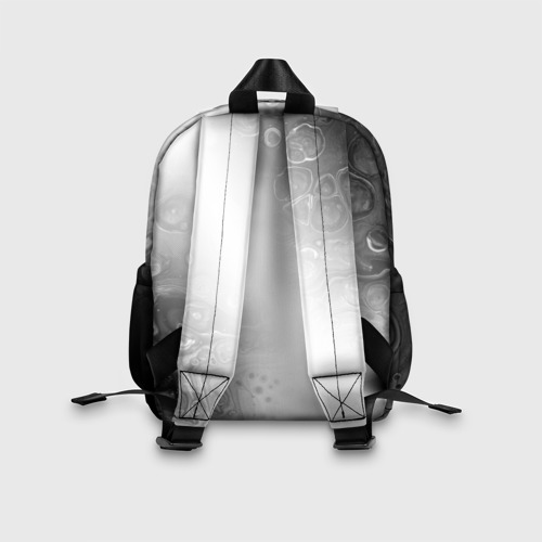 Детский рюкзак 3D с принтом Evangelion glitch на светлом фоне: символ сверху, вид сзади #2