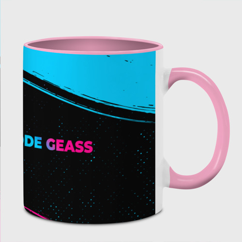 Кружка с полной запечаткой Code Geass - neon gradient: надпись и символ, цвет белый + розовый
