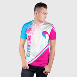Мужская футболка 3D Slim Date A Live neon gradient style: надпись, символ - фото 2