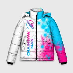 Зимняя куртка для мальчиков 3D Chainsaw Man neon gradient style: по-вертикали