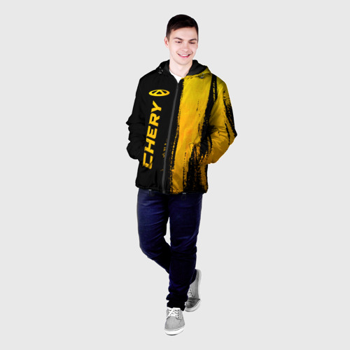 Мужская куртка 3D с принтом Chery - gold gradient: по-вертикали, фото на моделе #1