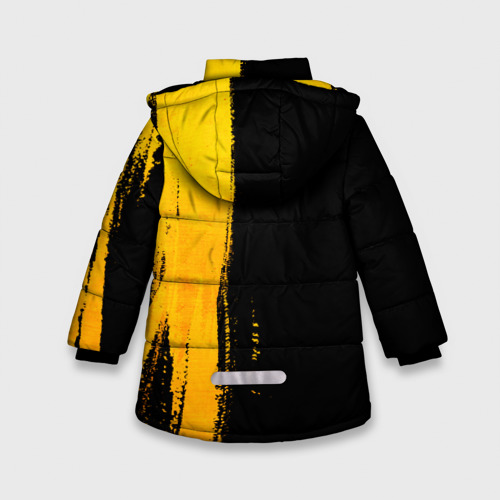Зимняя куртка для девочек 3D с принтом Chery - gold gradient: по-вертикали, вид сзади #1