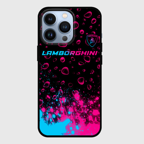 Чехол для iPhone 13 Pro Lamborghini - neon gradient: символ сверху