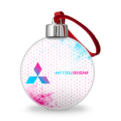 Ёлочный шар Mitsubishi neon gradient style: надпись и символ