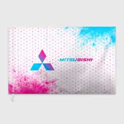 Флаг 3D Mitsubishi neon gradient style: надпись и символ
