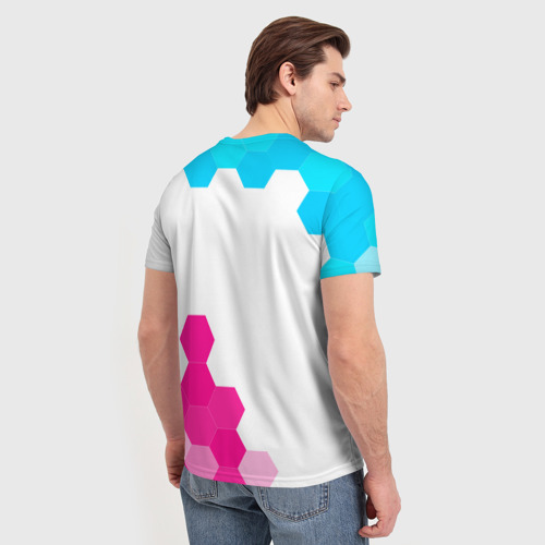 Мужская футболка 3D с принтом Mazda neon gradient style: надпись, символ, вид сзади #2