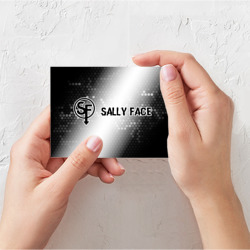 Поздравительная открытка Sally Face glitch на светлом фоне: надпись и символ - фото 2