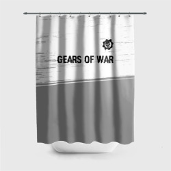 Штора 3D для ванной Gears of War glitch на светлом фоне: символ сверху