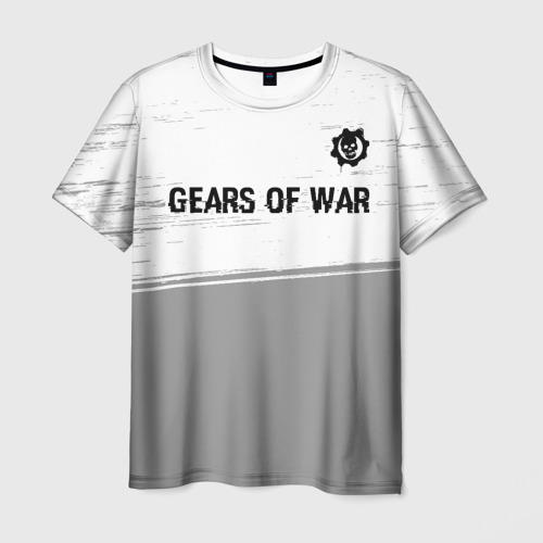 Мужская футболка 3D Gears of War glitch на светлом фоне: символ сверху, цвет 3D печать