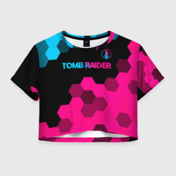 Женская футболка Crop-top 3D Tomb Raider - neon gradient: символ сверху