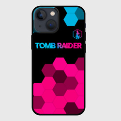 Чехол для iPhone 13 mini Tomb Raider - neon gradient: символ сверху